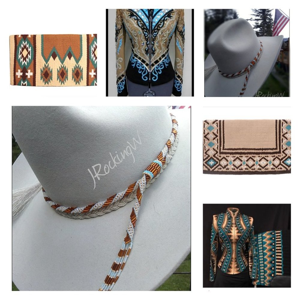 JRW Hand Made Cowboy  Brown Baby Blue Hat Band